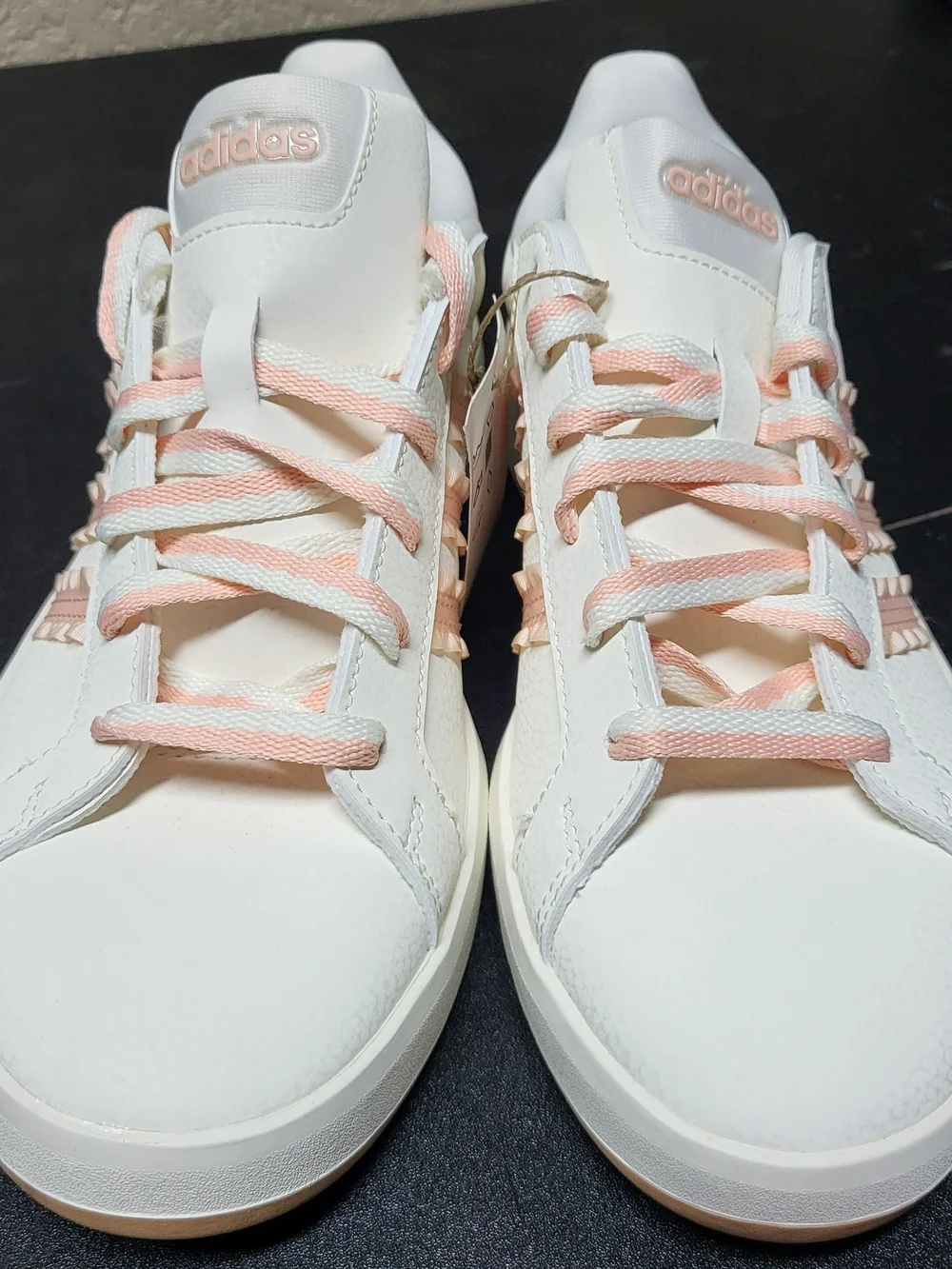 *NEW* Adidas Grand Court 3.0 J Shoes Frills White Pink Size Kid's 6 Women's 7